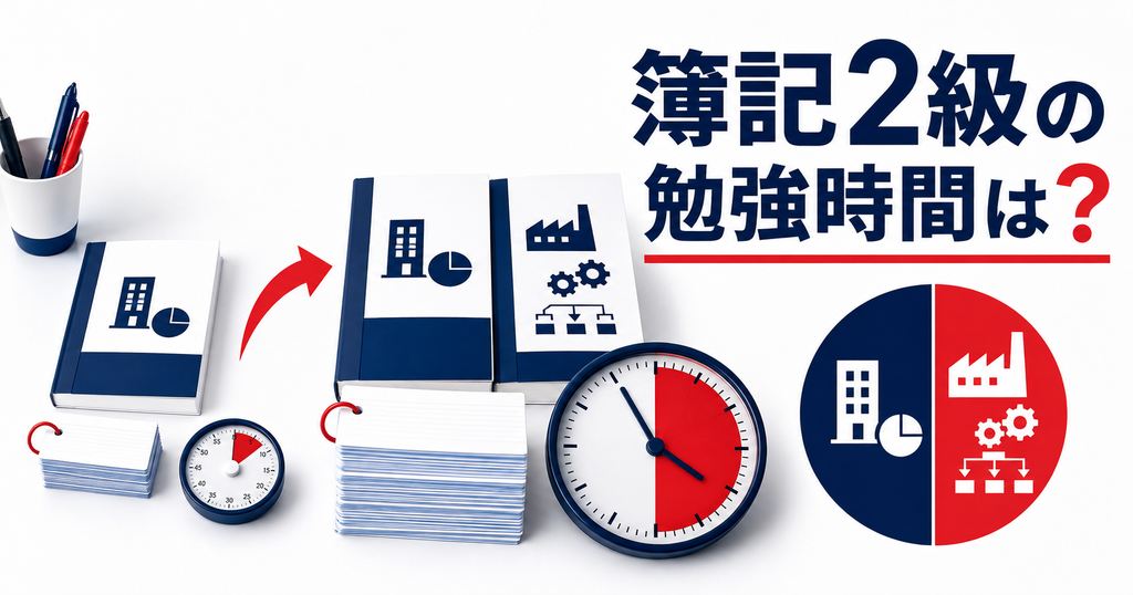 簿記2級の独学に必要な勉強時間は?3級との差と時間配分を具体的に解説